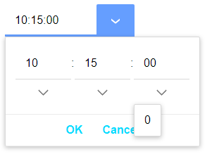 Seconds configured with an explicit list of choices. The only choice is '0'.